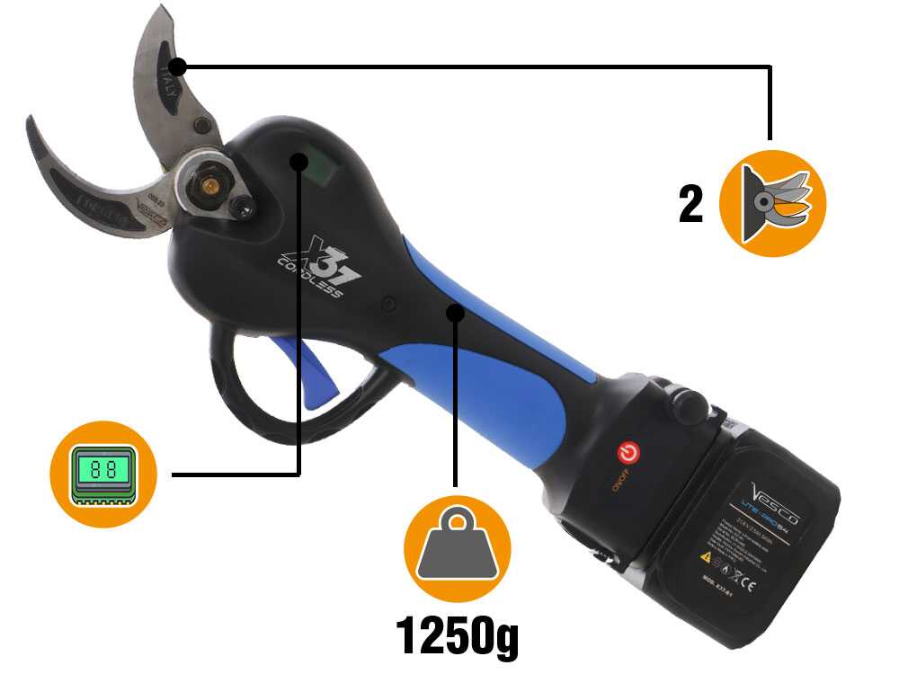VESCO X37 - Tijeras eléctricas de batería - 2x 21.6V 2.5Ah