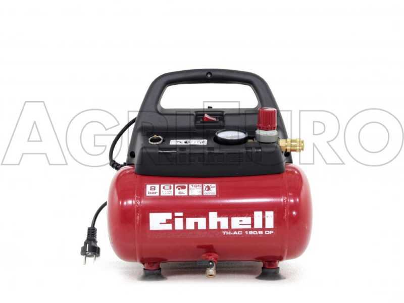 Einhell TH-AC 190/6 OF - Compresor de aire el&eacute;ctrico compacto port&aacute;til - Motor 1.5 HP - 6 l