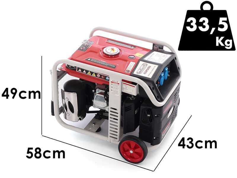 GeoTech-Pro iGGP5000 - Generador de corriente con ruedas inverter 4 kW - Continua 3.5 kw Monof&aacute;sica