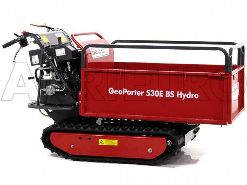 Carretilla de orugas GeoTech GeoPorter 530E BS Hydro - 10 HP, Vuelco hidr&aacute;ulico, capacidad 500kg