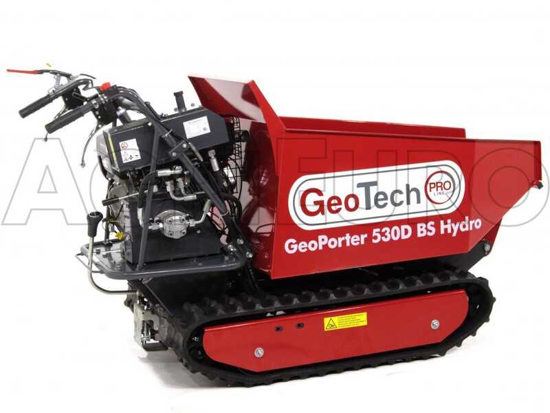 Carretilla de orugas GeoTech Pro GeoPorter 530D BS Hydro - 12 HP, Caja dumper hidr&aacute;ulica 500kg