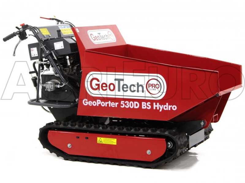 Carretilla de orugas GeoTech Pro GeoPorter 530D BS Hydro - 12 HP, Caja dumper hidr&aacute;ulica 500kg