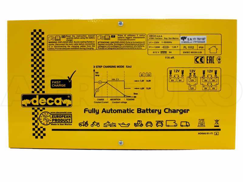 Deca FL 1112 - Cargador de bater&iacute;a de coche y moto - electr&oacute;nico - monof&aacute;sico - para bater&iacute;as 6-12V