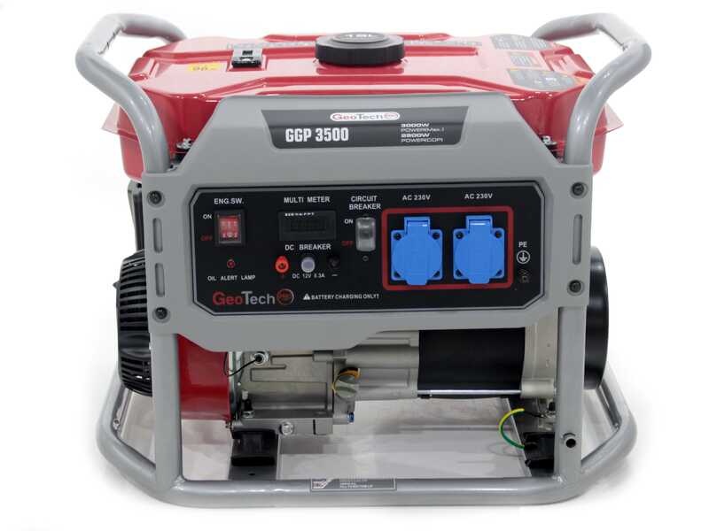 GeoTech Pro GGP 3500 - Generador de corriente con ruedas y AVR 3 kW - Continua 2.8 kw Monof&aacute;sica