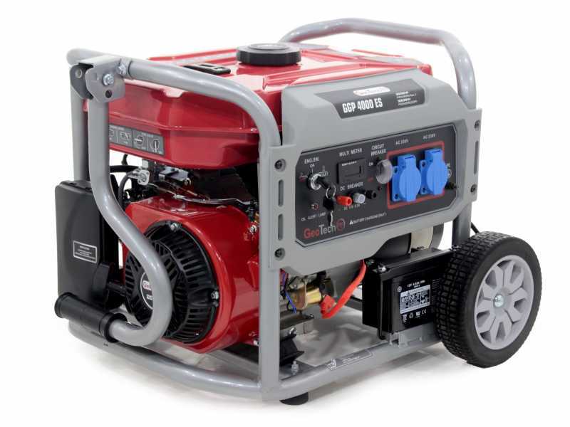 GeoTech Pro GGP 4000 ES - Generador de corriente con ruedas y AVR 3.6 kW - Continua 3.2 kw Monof&aacute;sica