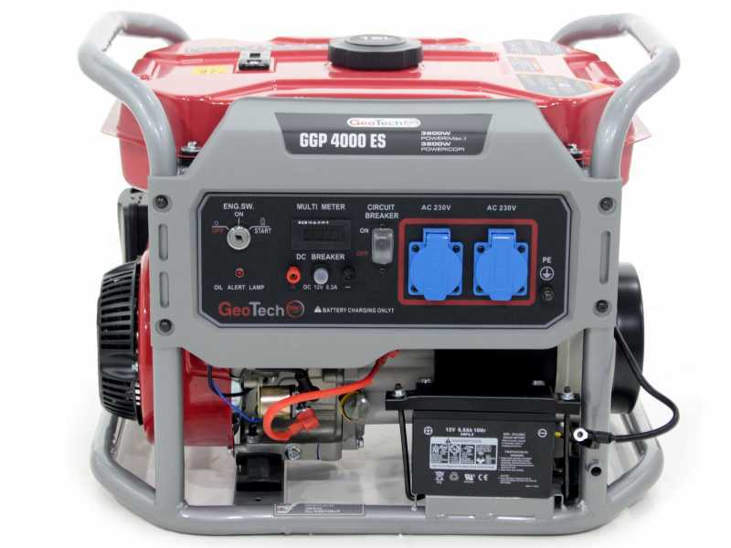 GeoTech Pro GGP 4000 ES - Generador de corriente con ruedas y AVR 3.6 kW - Continua 3.2 kw Monof&aacute;sica