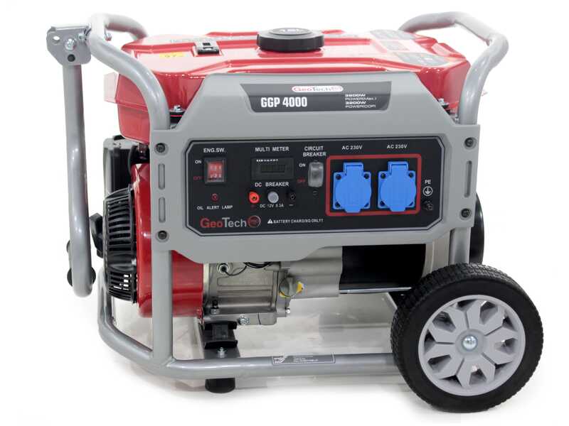 GeoTech Pro GGP 4000 - Generador de corriente con ruedas y AVR 3.6 kW - Continua 3.2 kw Monof&aacute;sica