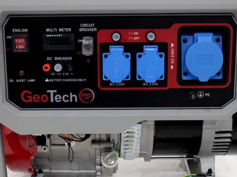 GeoTech Pro GGP 8000 - Generador de corriente con ruedas y AVR 6.5 kW - Continua 6 kw Monof&aacute;sica