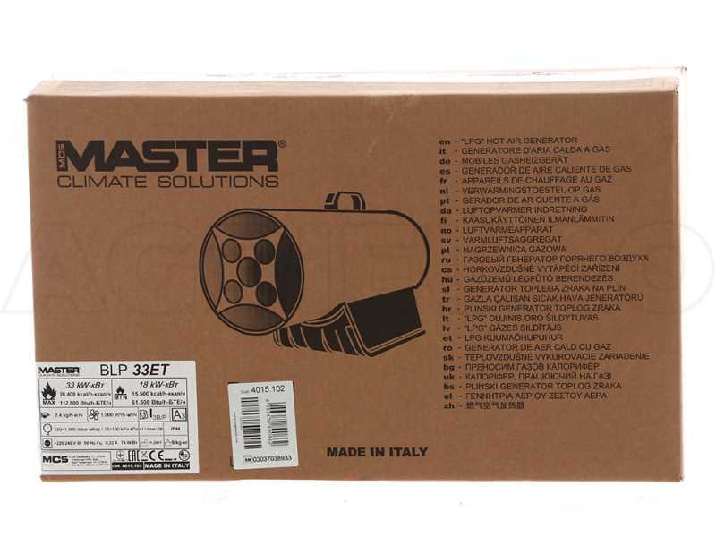 Generador de aire caliente a gas Master BLP 33 ET con arranque el&eacute;ctrico