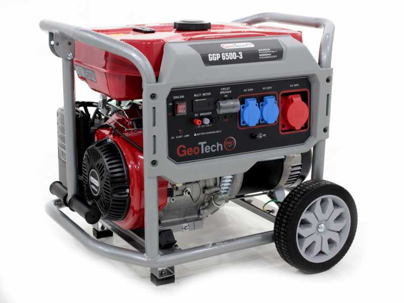 GeoTech Pro GGP 6500-3 - Generador de corriente con ruedas y AVR 5.4 kW - Continua 5 kw Trif&aacute;sica