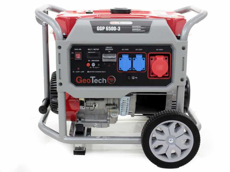 GeoTech-Pro GGP 6500-3 - Generador de corriente con ruedas y AVR 5.5 kW - Continua 5 kw Trif&aacute;sica