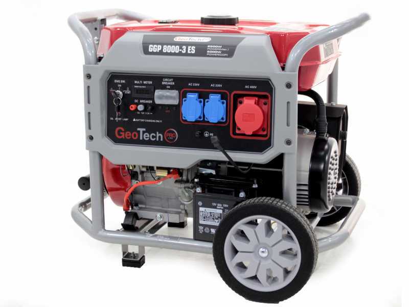 GeoTech Pro GGP 8000-3 ES - Generador de corriente con ruedas y con AVR 6.5 kW - Continua 6 kwTrif&aacute;sica