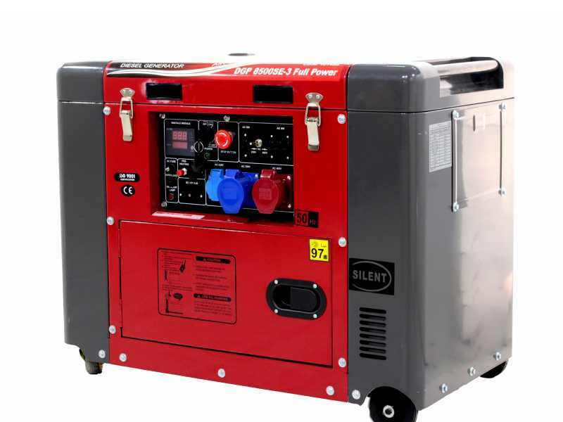 GeoTech Pro DGP8500SE-3 - Generador de corriente di&eacute;sel con ruedas y AVR 6.0 kW - Continua 5.5 kw Full-Power