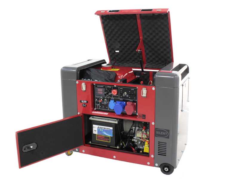GeoTech Pro DGP8500SE-3 - Generador de corriente silencioso con ruedas y AVR 6 kW - Continua 5.5 kW Full-Power + ATS monof&aacute;sico