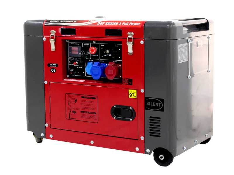 GeoTech Pro DGP8500SE-3 - Generador de corriente silencioso con ruedas y AVR 6 kW - Continua 5.5 kW Full-Power + ATS monof&aacute;sico