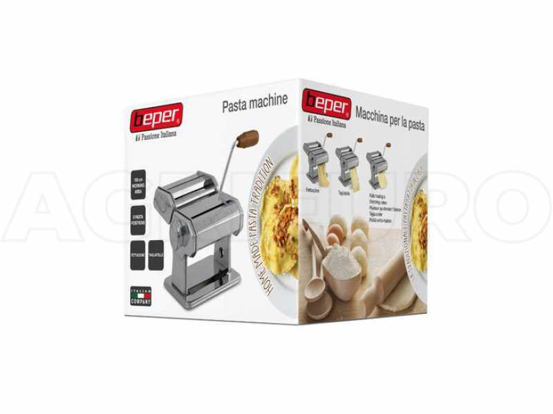 M&aacute;quina para hacer pasta BEPER 90.345 con manivela - para extender y cortar la pasta