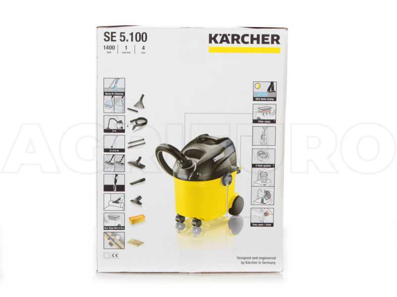Karcher SE 5.100 - Lava moquetas - aspirador de l&iacute;quidos con bid&oacute;n agua limpia y sucia 4 lt - 1400 W