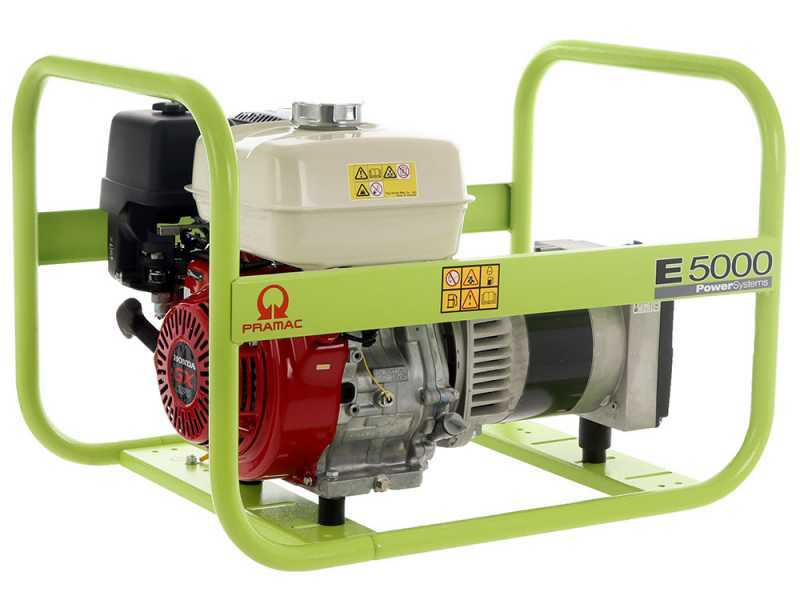 Pramac E 5000 - Generador de corriente 4.6 kW - Continua 3.9 kW Monof&aacute;sica