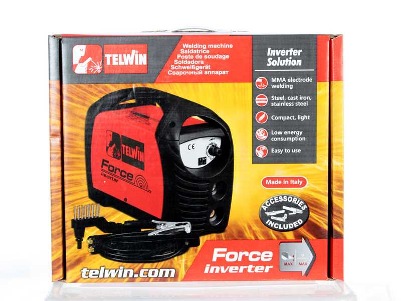 Soldadora inverter de electrodo corriente continua Telwin FORCE 125, potencia  80 A - Kit