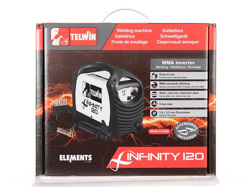 Soldadora inverter de electrodo de corriente continua Telwin Infinity 120 - 80 A - con Kit