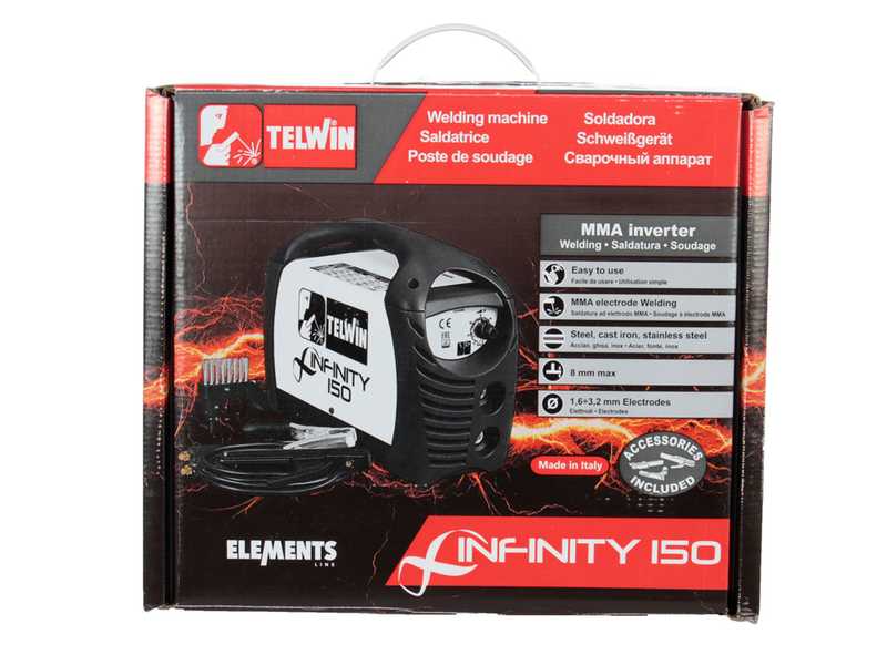 Soldadora inverter a electrodo de corriente continua Telwin Infinity 150 - 130 A - con kit