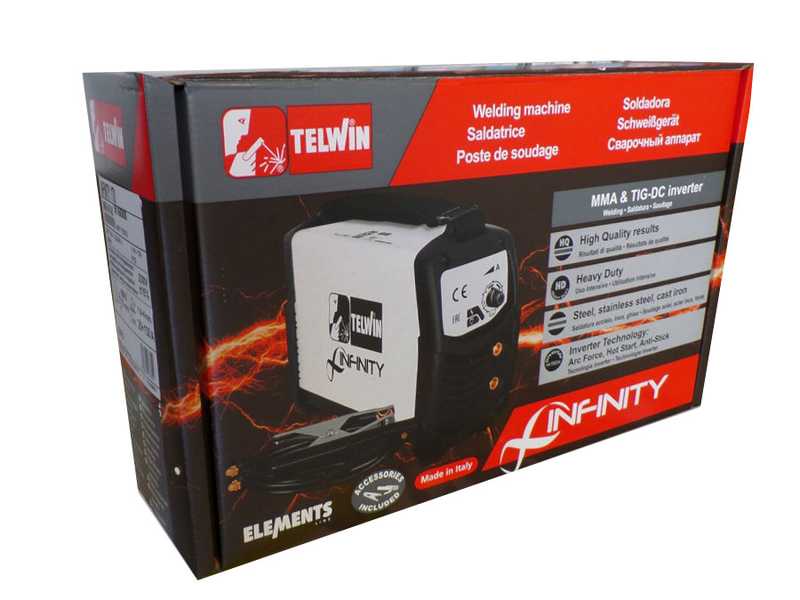 Soldadora inverter a electrodo y TIG de corriente continua Telwin Infinity 170 - 150 A - Kit