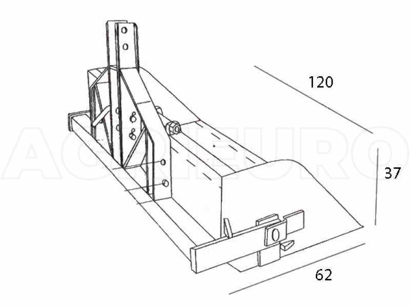 Pala cargadora trasera para tractor GeoTech de 120 cm, serie media, capacidad 300 Kg