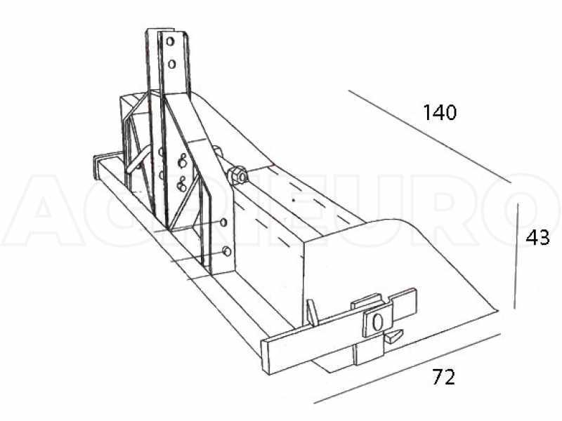 Pala cargadora trasera para tractor GeoTech de 140 cm, serie medio-pesada, capacidad 500 Kg