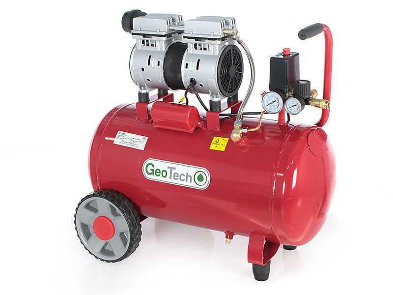 GeoTech S-AC 50.8.10 - Compresor de aire el&eacute;ctrico silencioso - 50 lt sin aceite - motor 1 HP