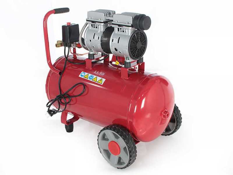 GeoTech S-AC 50.8.10 - Compresor de aire el&eacute;ctrico silencioso - 50 lt sin aceite - motor 1 HP