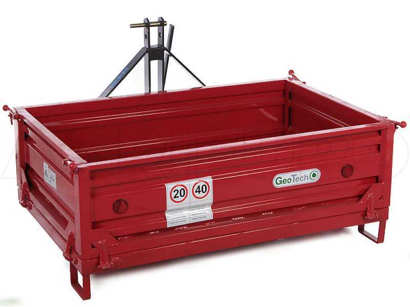 Caj&oacute;n de transporte para tractor GeoTech TRP 160 - basculante - 3 laterales abatibles