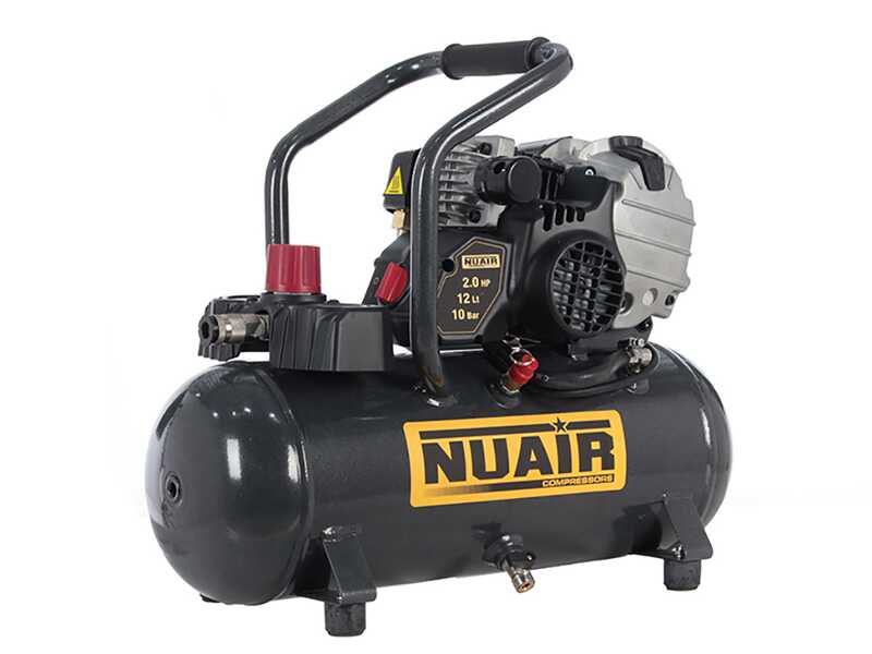 Nuair Fu 227/10/12 - Compresor de aire el&eacute;ctrico port&aacute;til monof&aacute;sico - Motor 2 HP - 12 L