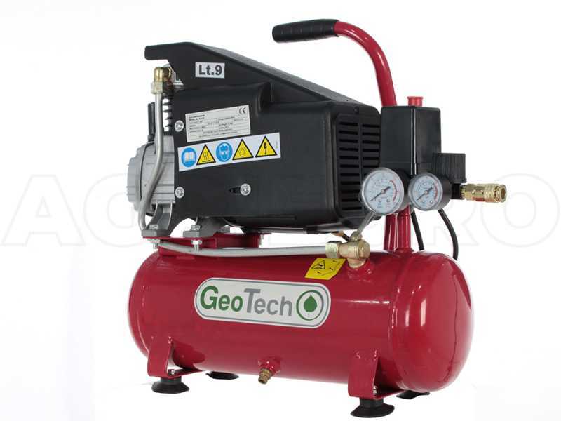 GeoTech AC9-8-15 - Compresor el&eacute;ctrico compacto port&aacute;til - Motor 1.5 HP - 9 l aire comprimido