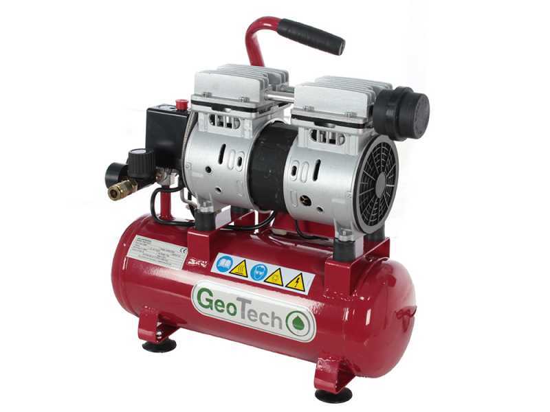 GeoTech S-AC-9-8-07 - Compresor de aire el&eacute;ctrico silencioso compracto port&aacute;til - Motor 0.7 HP - 8 bar