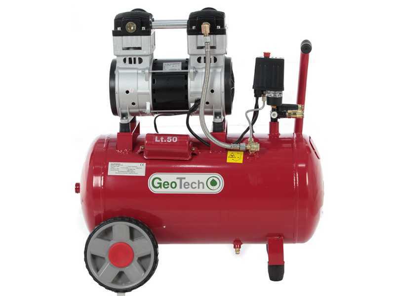 GeoTech S-AC 50-10-15C - Compresor de aire el&eacute;ctrico silencioso 50 l sin aceite - motor 1.5 HP