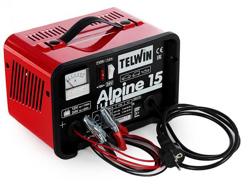 Telwin Alpine 15 - Cargador de bater&iacute;a - bater&iacute;a WET con tensi&oacute;n 12/24V - monof&aacute;sico