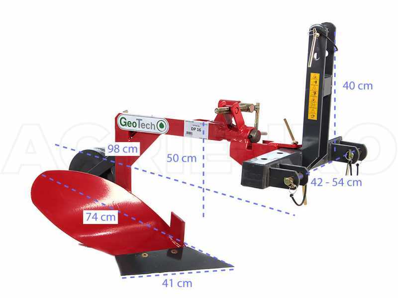 Arado monosurco para tractor Geotech DP16 con reja corta