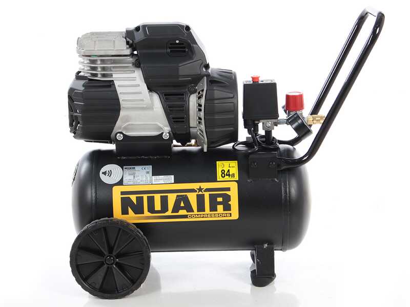 Nuair Sil Air 244/24 - Compresor de aire el&eacute;ctrico monof&aacute;sico silencioso, sin aceite - Motor 1.5 HP - 24 L