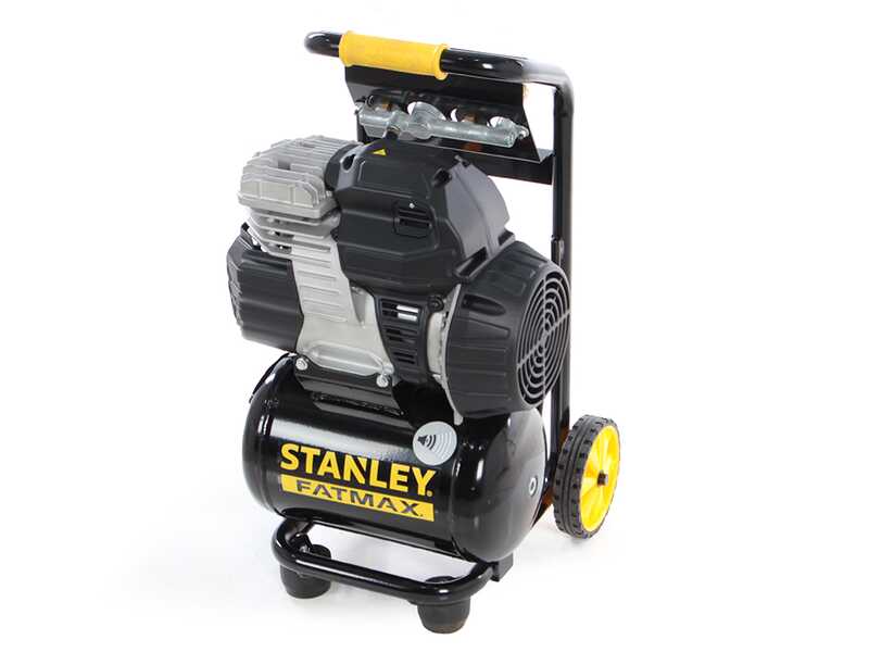 Stanley Sil Air 244/10 PCM - Compresor de aire el&eacute;ctrico vertical monof&aacute;sico silencioso, sin aceite - Motor 1.5 HP - 10 L