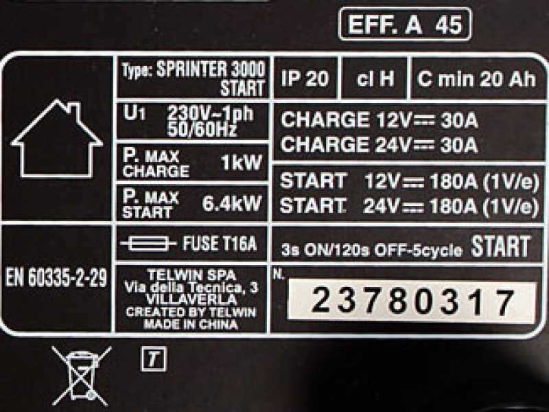 Telwin Sprinter 3000 Start - Cargador de bater&iacute;a de coche y arrancador - bater&iacute;a WET/START-STOP 12/24V