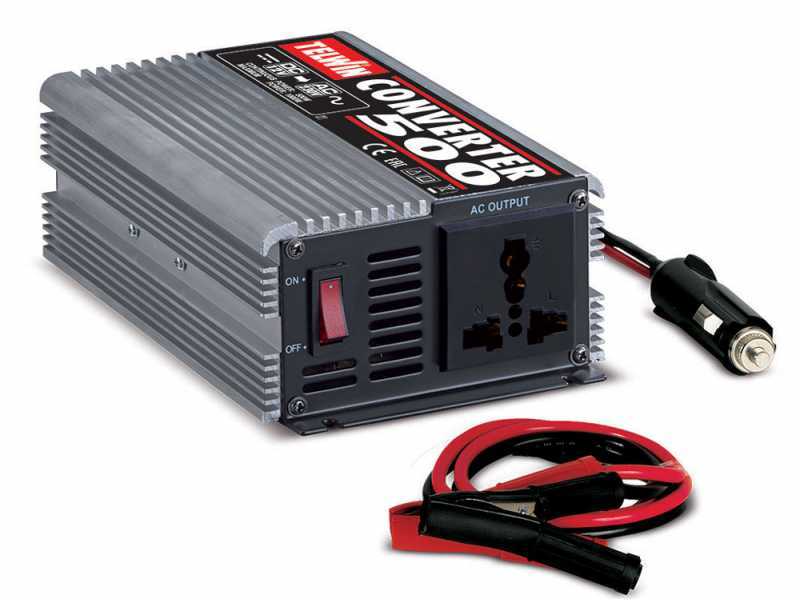 Telwin Converter 500 -Transformador de corriente inverter da 12V DC a 230V AC - potencia 500 W