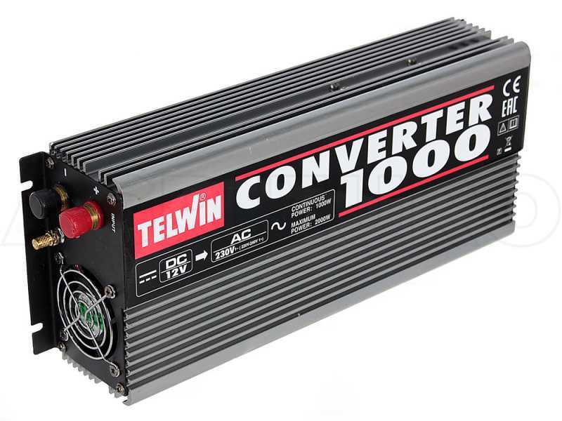 Telwin Converter 1000 - Transformador de corriente de 12V DC a 230V AC - potencia 1000 W