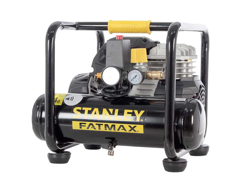 Stanley Vento Rollcage OL244/6 PCM - Compresor de aire el&eacute;ctrico monof&aacute;sico silencioso, sin aceite - Motor 1.5 HP - 6 L