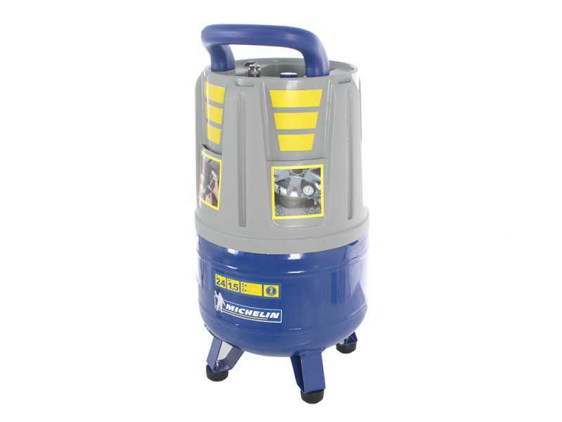 Michelin MVX 24 - Compresor de aire el&eacute;ctrico port&aacute;til monof&aacute;sico, sin aceite - Motor 1.5 HP - 24 L