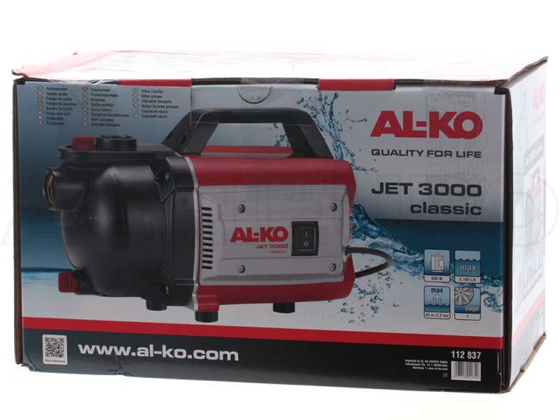 Bomba el&eacute;ctrica para riego AL-KO Jet 3000 Classic - bomba de jard&iacute;n de 650 W