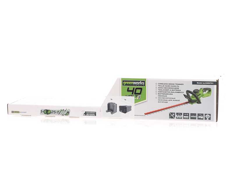 Cortasetos el&eacute;ctrico a bater&iacute;a Greenworks G40HT 40V - cuchilla de 61 cm - Bater&iacute;a 2A 40V