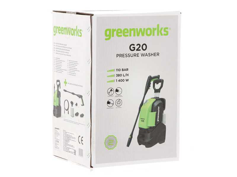 Hidrolimpiadora Greenworks G20, ligera y de peque&ntilde;as dimensiones, 120 bar m&aacute;x, port&aacute;til