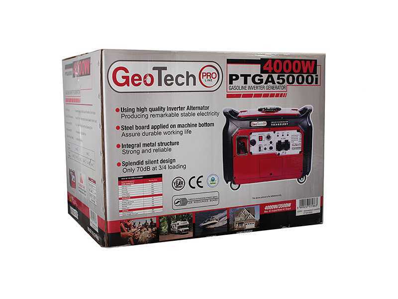 GeoTech PTGA 5000i - Generador de corriente silencioso inverter 4 kW - Continua 3.5 kw Monof&aacute;sico + ATS