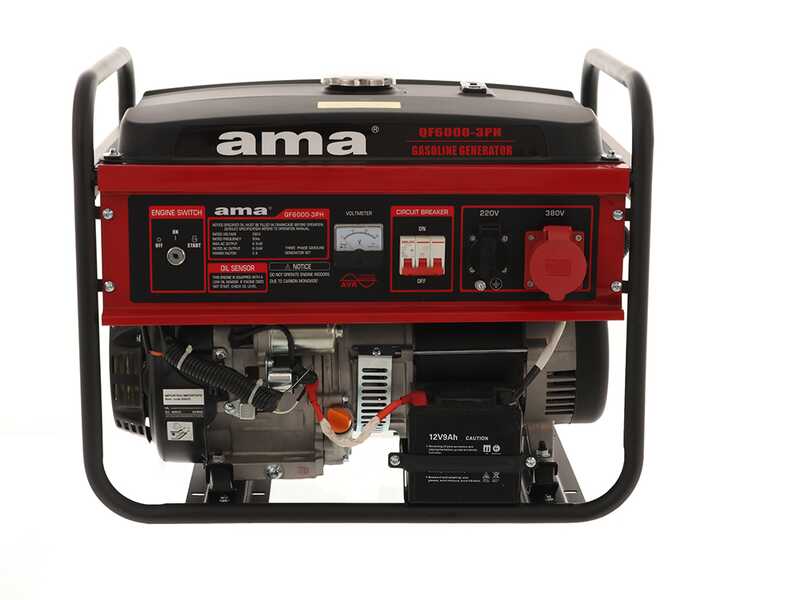 AMA QF6000 3PH - Generador de corriente con AVR y arranque el&eacute;ctrico 6.5 kW - Continua 6 kw Trif&aacute;sica