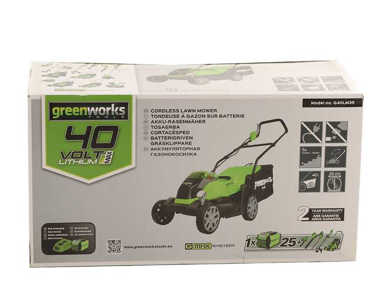 Cortac&eacute;sped el&eacute;ctrico de bater&iacute;a Greenworks G40LM35 40V - cm 35 - Bater&iacute;a 4 Ah